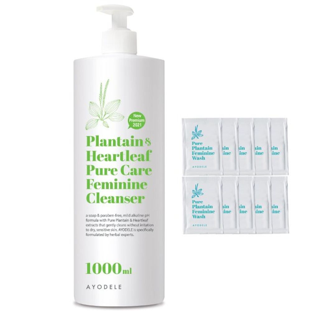 [AYODEL] Plantain and Heart-leaf Pure Care Feminine Cleanser _ 1000ml, Sensitive Skin _ Made in KOREA